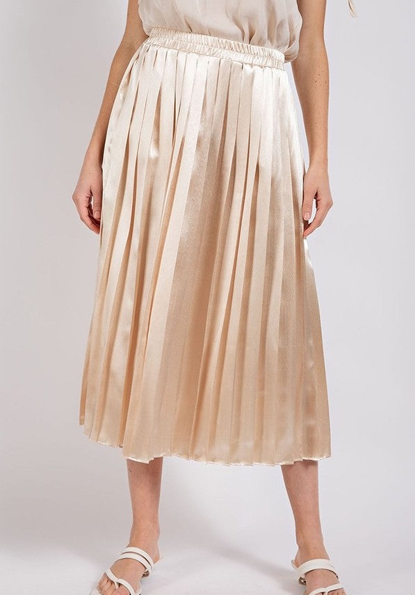 Champagne metallic pleated clearance skirt