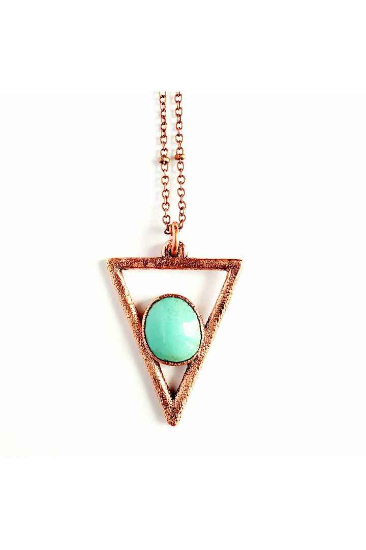 Merging Metals Turquoise Triangle Necklace