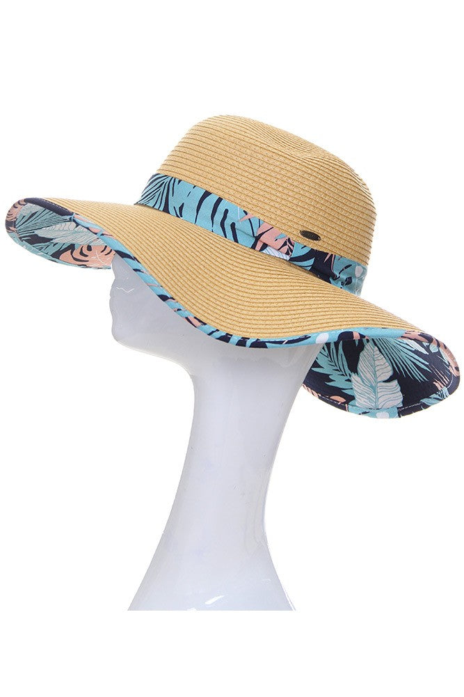 Palm Leaf Print Sun Hat