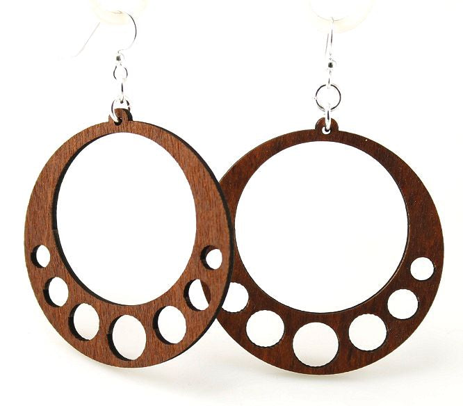 Green Tree Wooden Earrings - Hanging Circles