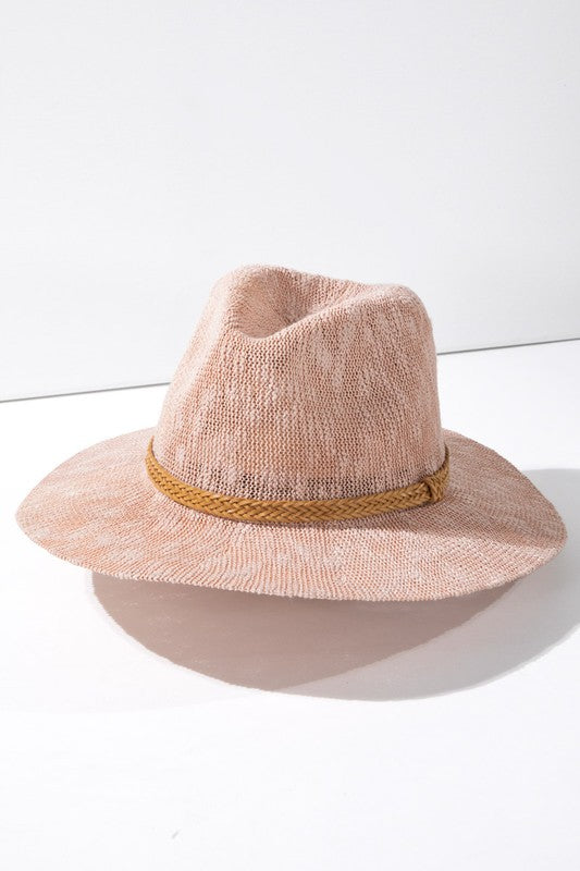 Nubby Panama Hat With Braid Trim