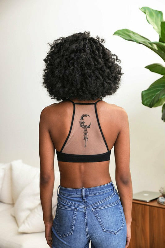 Tattoo Mesh Bralette - Moon
