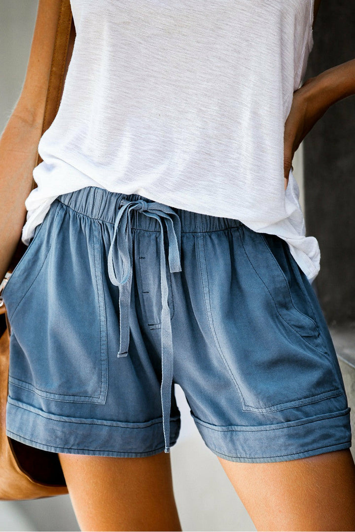 Drawstring Casual Shorts With Pockets