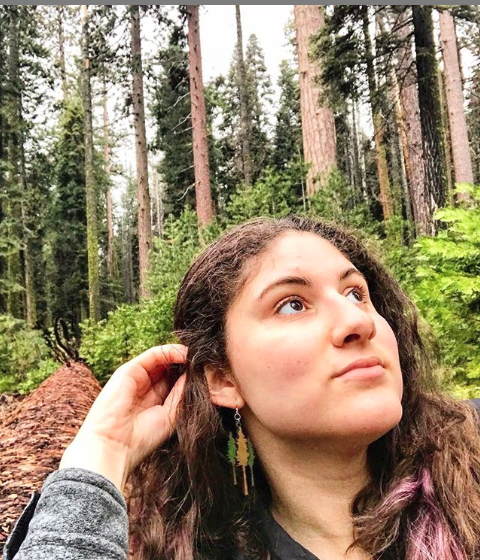 Green Tree Wooden Earring - Redwood Tree