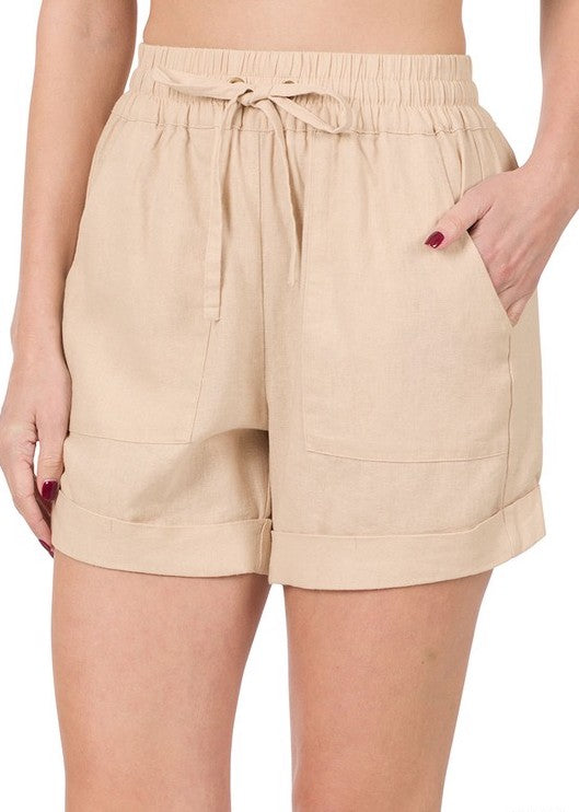 Linen Drawstring Shorts