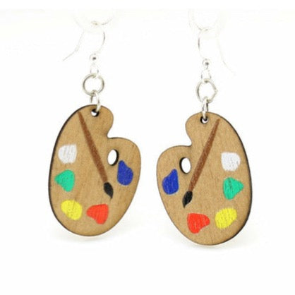 Green Tree Wooden Earring - Painter's Palette