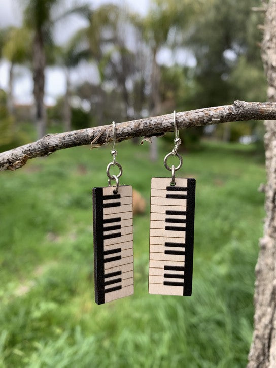 Green Tree Wooden Earring - Piano Keys