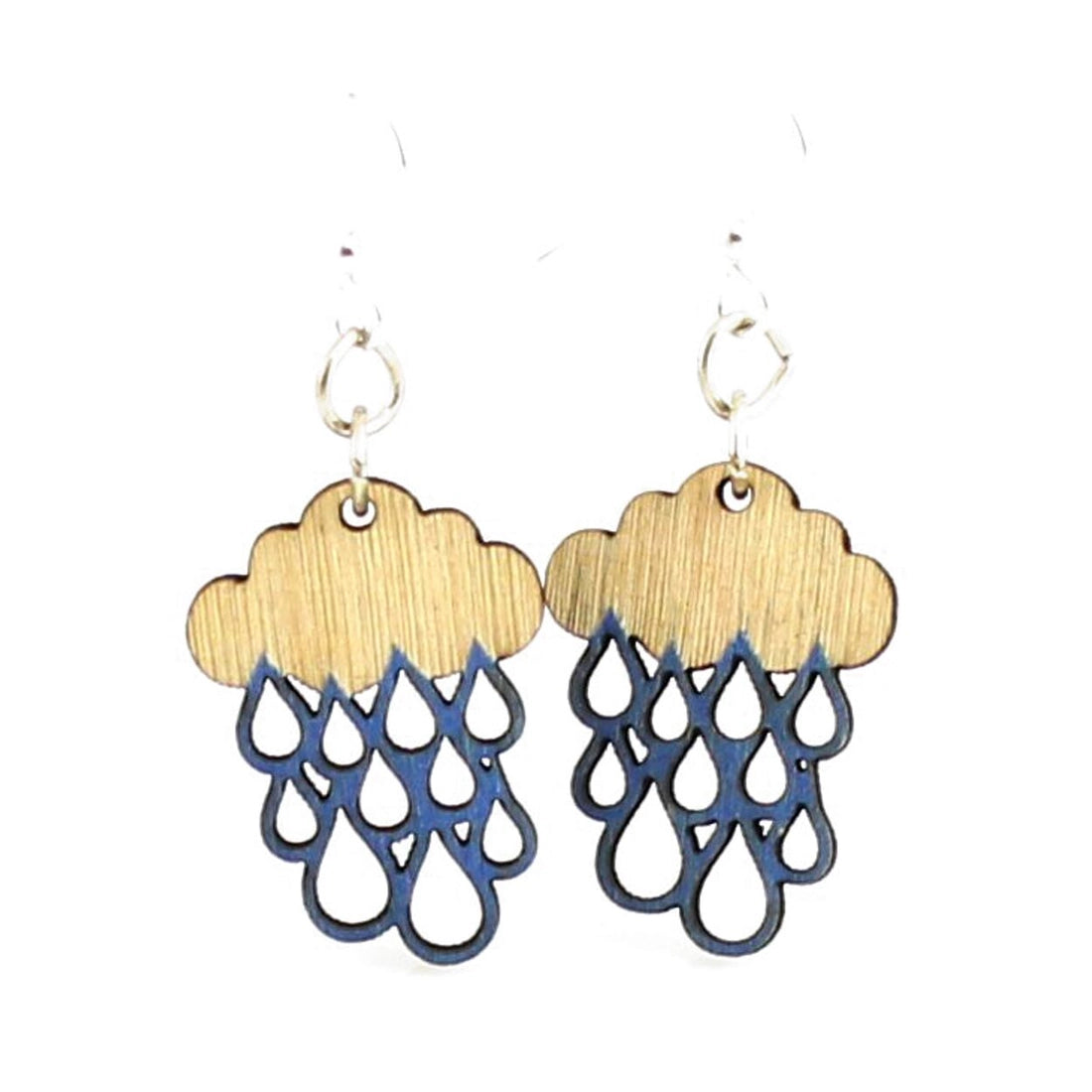 Green Tree Wooden Earring - Rain Cloud Blossoms