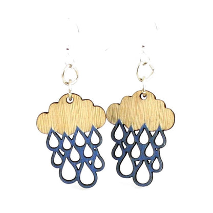 Green Tree Wooden Earring - Rain Cloud Blossoms