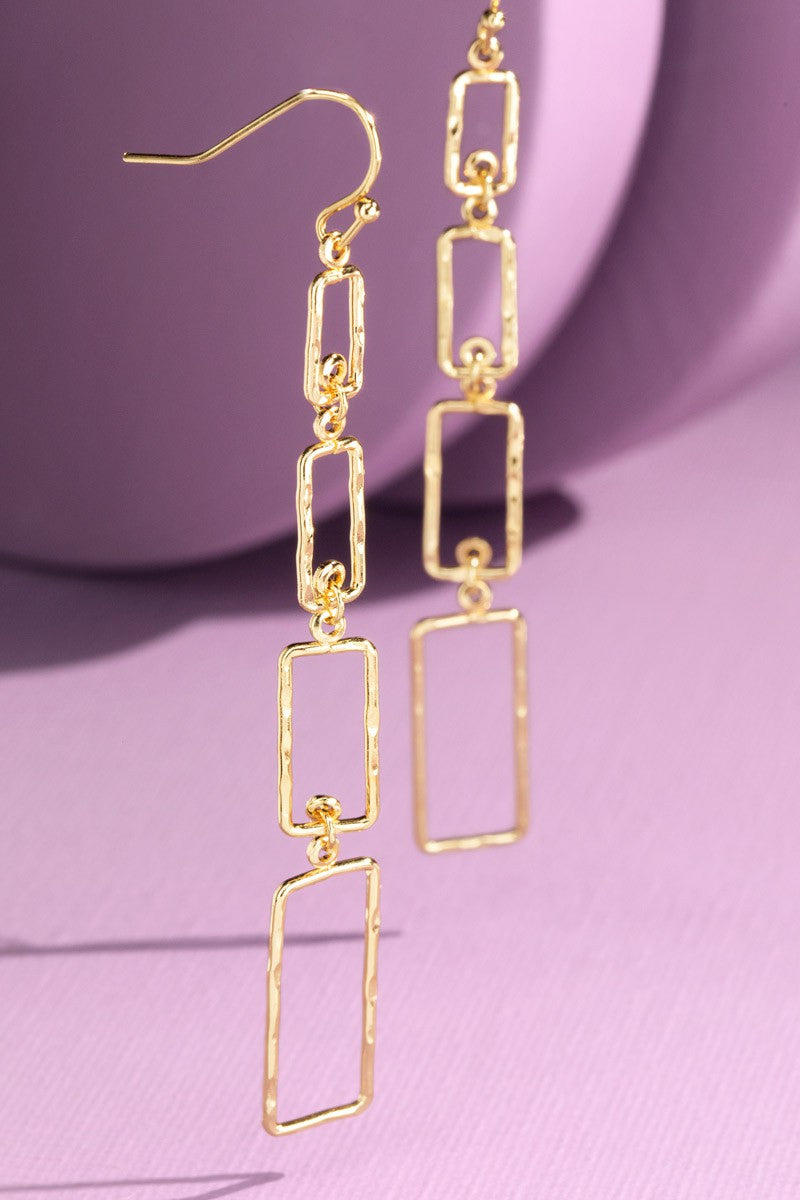 Hammered Rectangles Drop Earrings