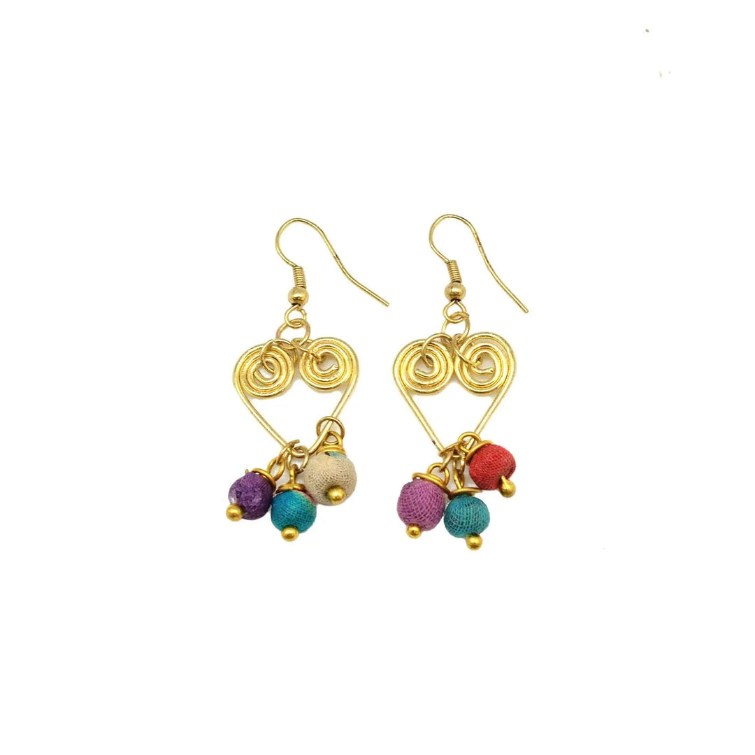 Aasha Heart & Dangle Beads Earring