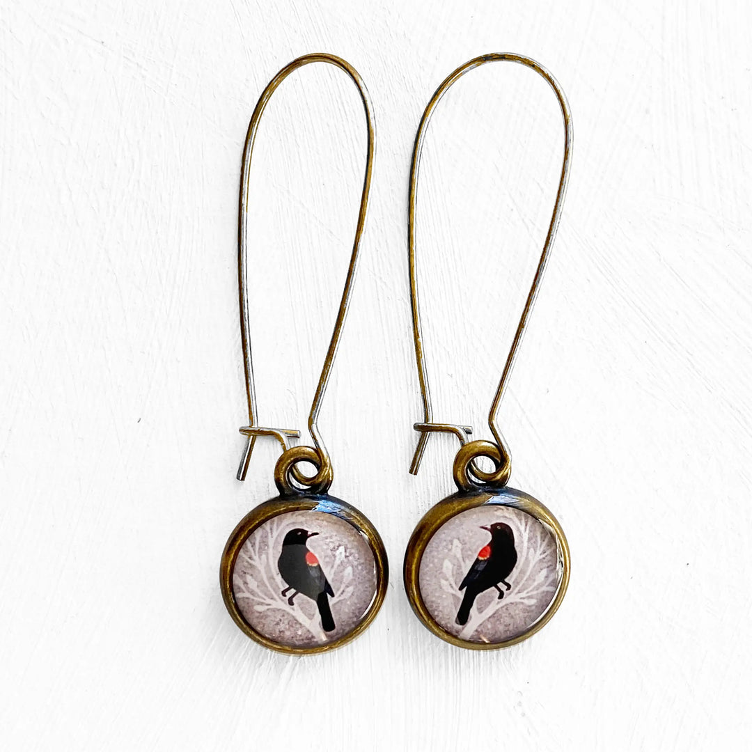 Seed & Sky Red Winged Blackbird Earrings