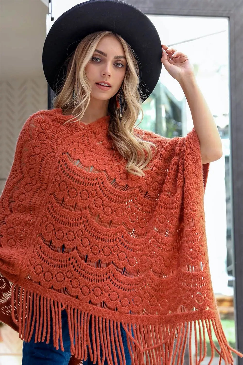 Scallop Knit Crochet Poncho