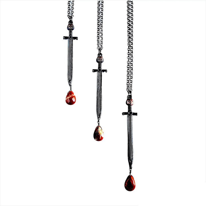 Double Edge Sword Necklace - Gunmetal