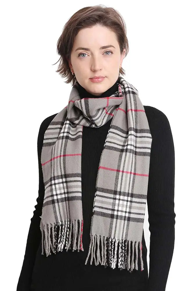 Plaid Cashmere Feel Oblong Scarf