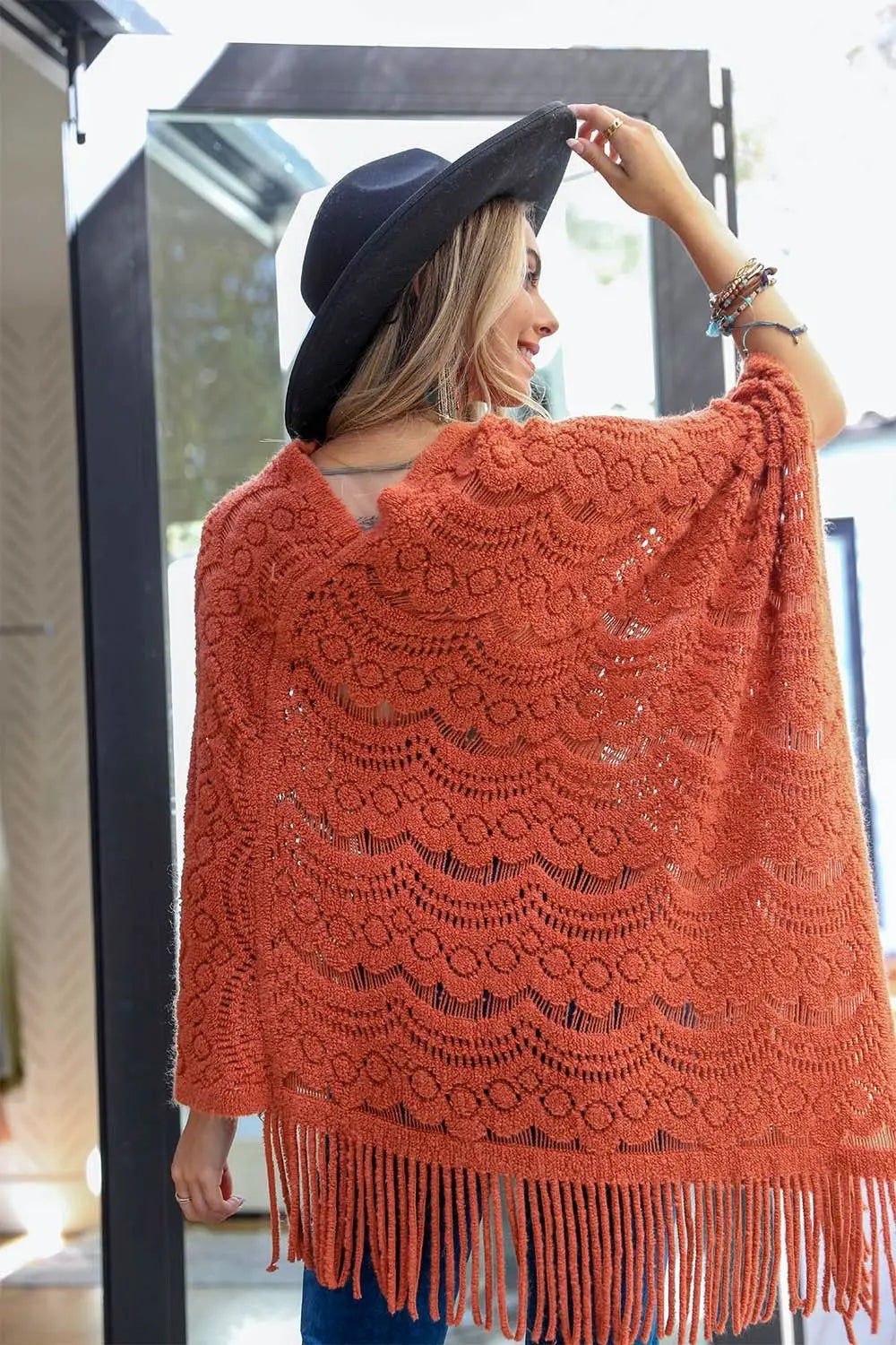 Scallop Knit Crochet Poncho