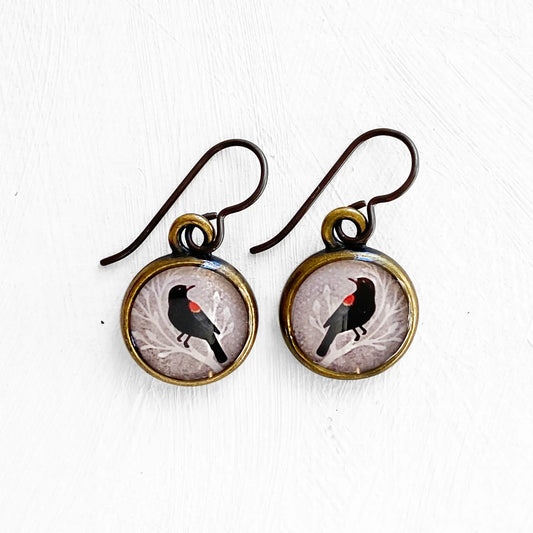 Seed & Sky Red Winged Blackbird Earrings