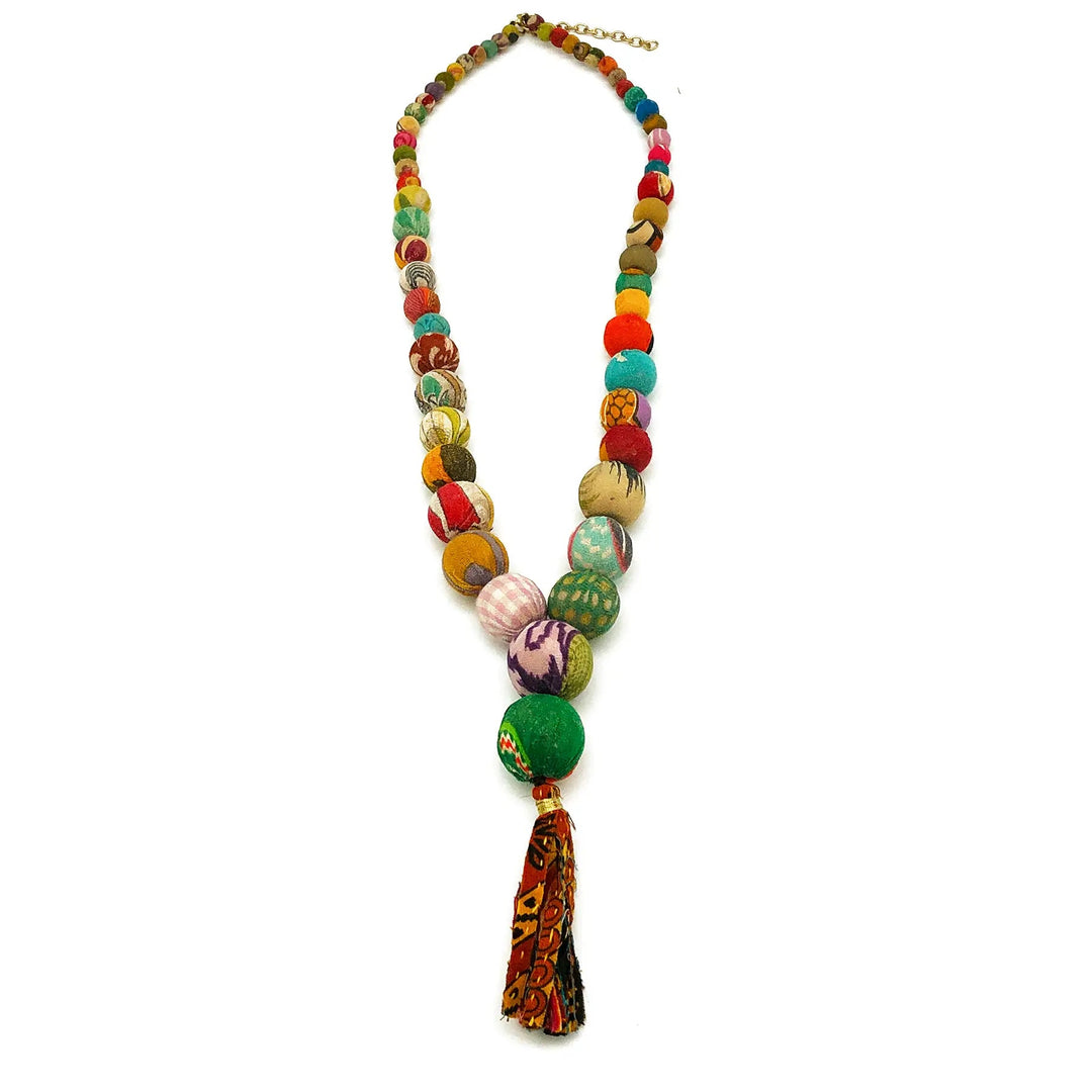 Aasha Graduated Beads And Tassel Pendant
