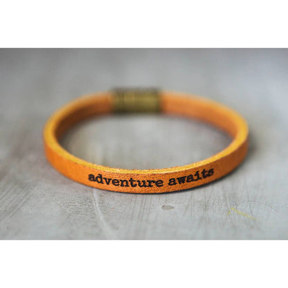 Thin Inspirational Leather Bracelet