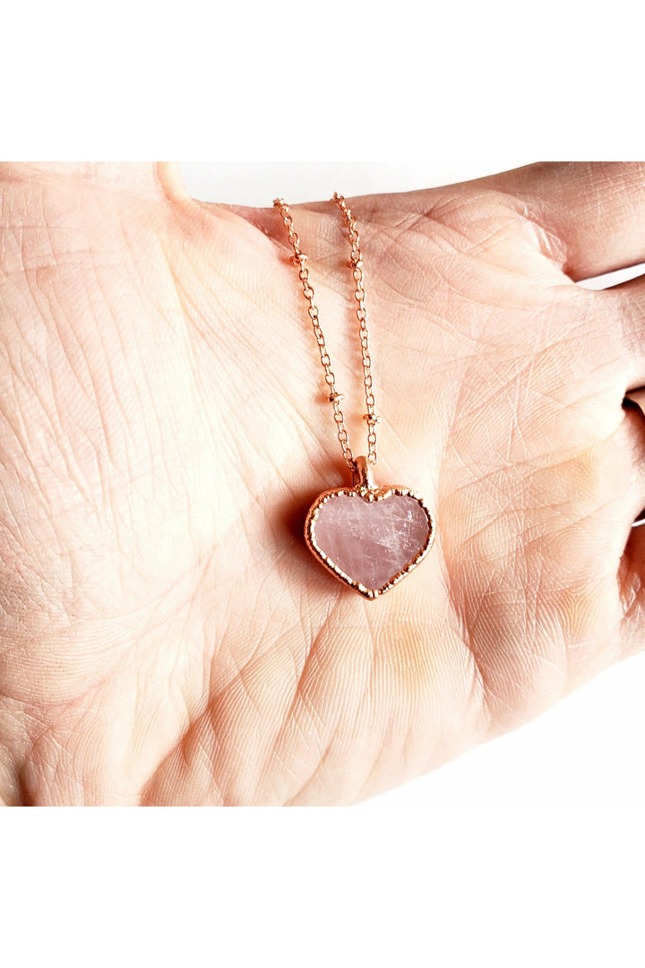 Petite Rose Quartz Heart Necklace
