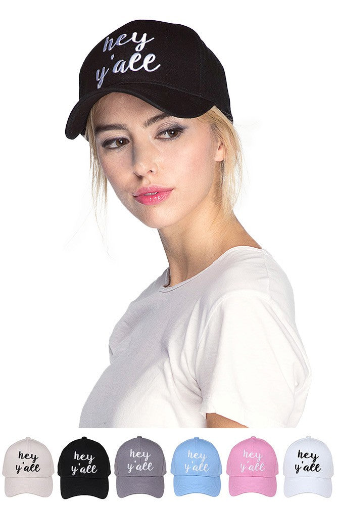 'Hey Y'All' Embroidered Baseball Cap