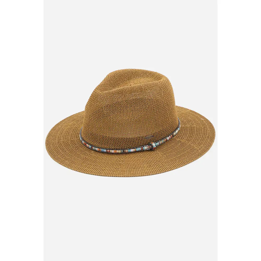 Striped Trim Panama Hat