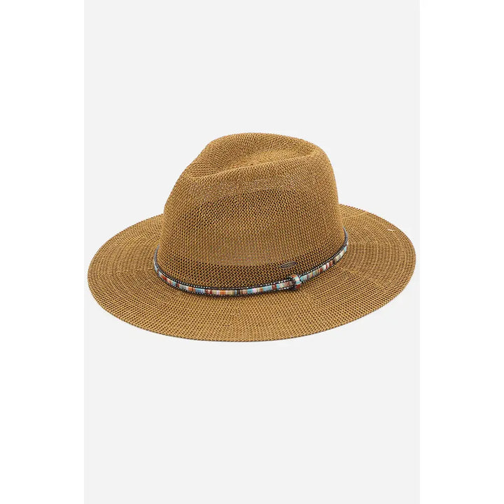 Striped Trim Panama Hat