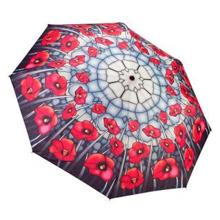 Stained Glass Poppies Folding Umbrella