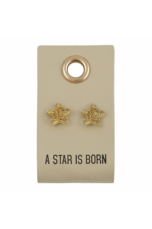 Leather Tag Gold Studs