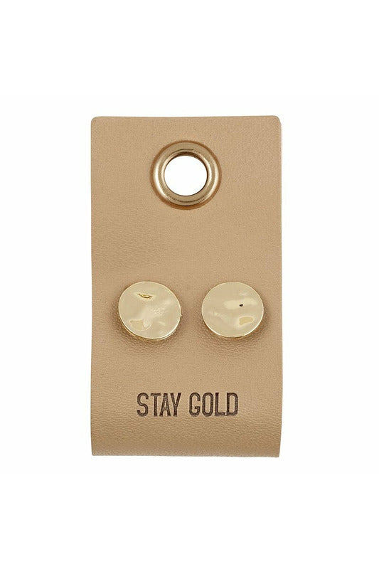 Leather Tag Gold Studs