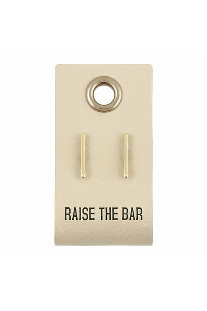 Leather Tag Gold Studs