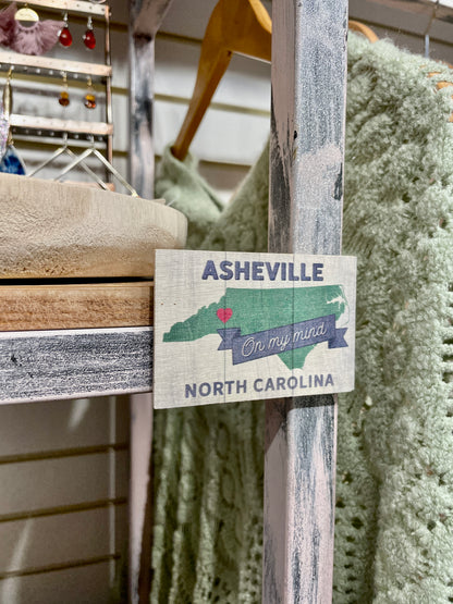 Asheville Wooden Rectangle Magnet