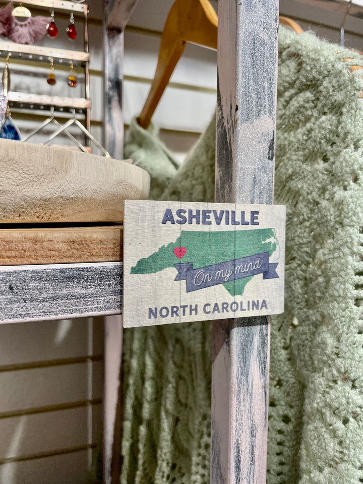 Asheville Wooden Rectangle Magnet