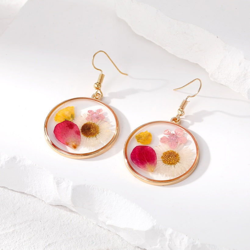 Dried Flower Round Earring