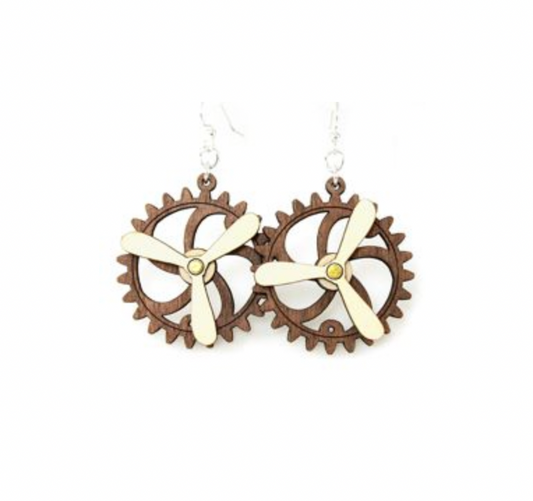 Kinetic Gear Earrings - Brown