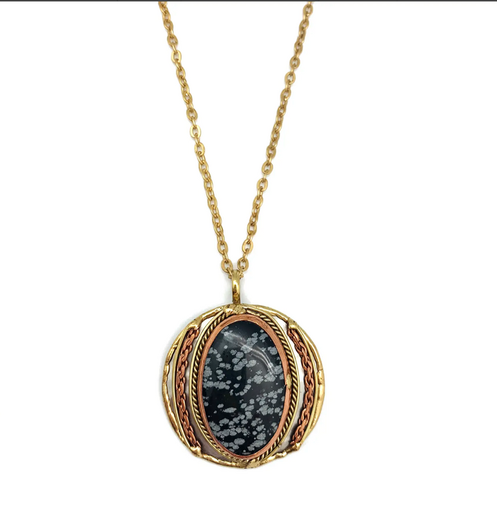 Janya Pendant - Snowflake Obsidian