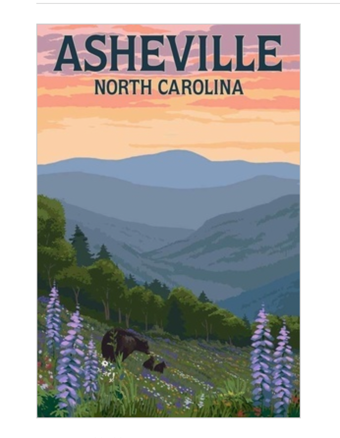 Asheville Wooden Rectangle Magnet
