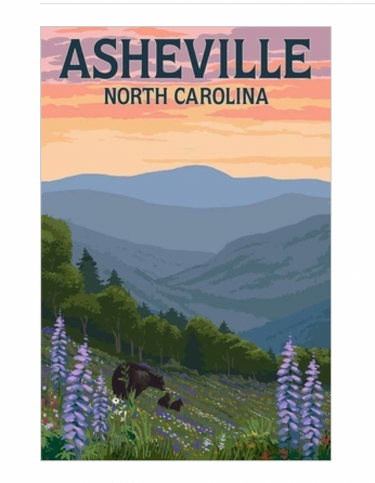 Asheville Wooden Rectangle Magnet