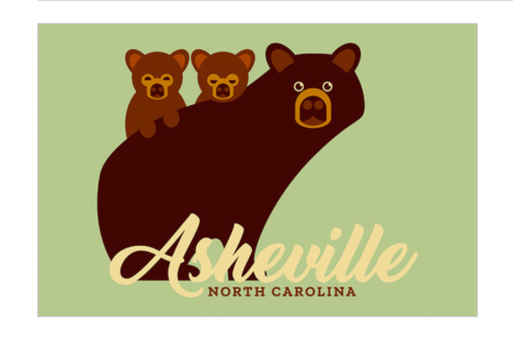 Asheville Wooden Rectangle Magnet