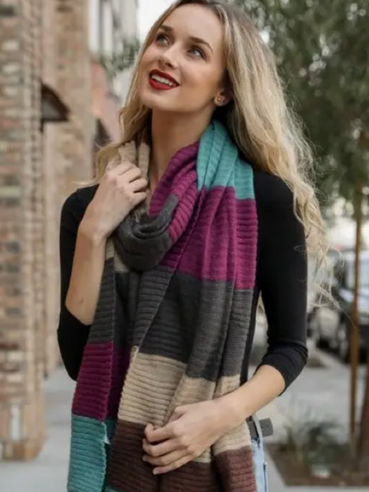 Striped + Ribbed Winter Scarf