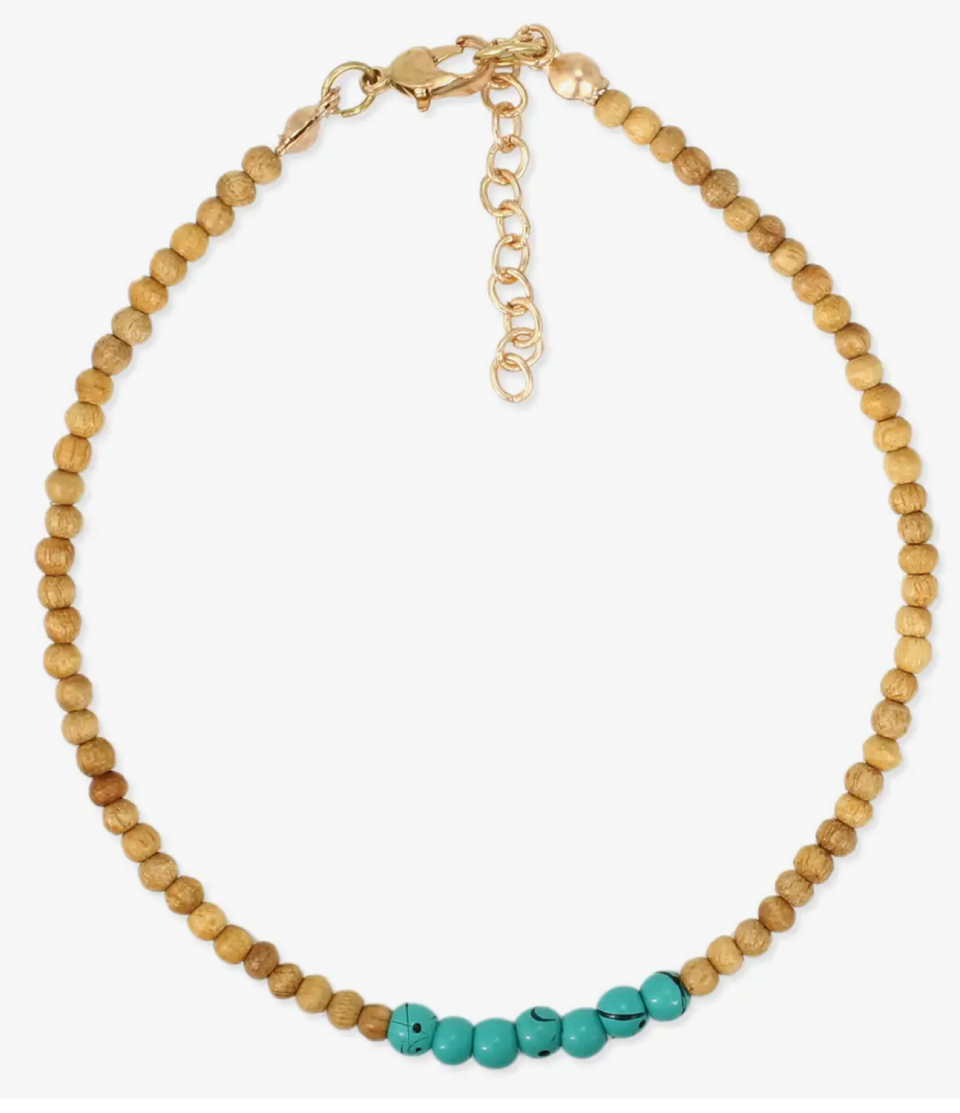 Wood + Turquoise Bead Anklet