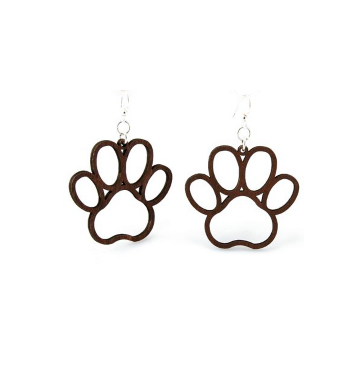 Dog Paw - Laser Cut Wooden Earring