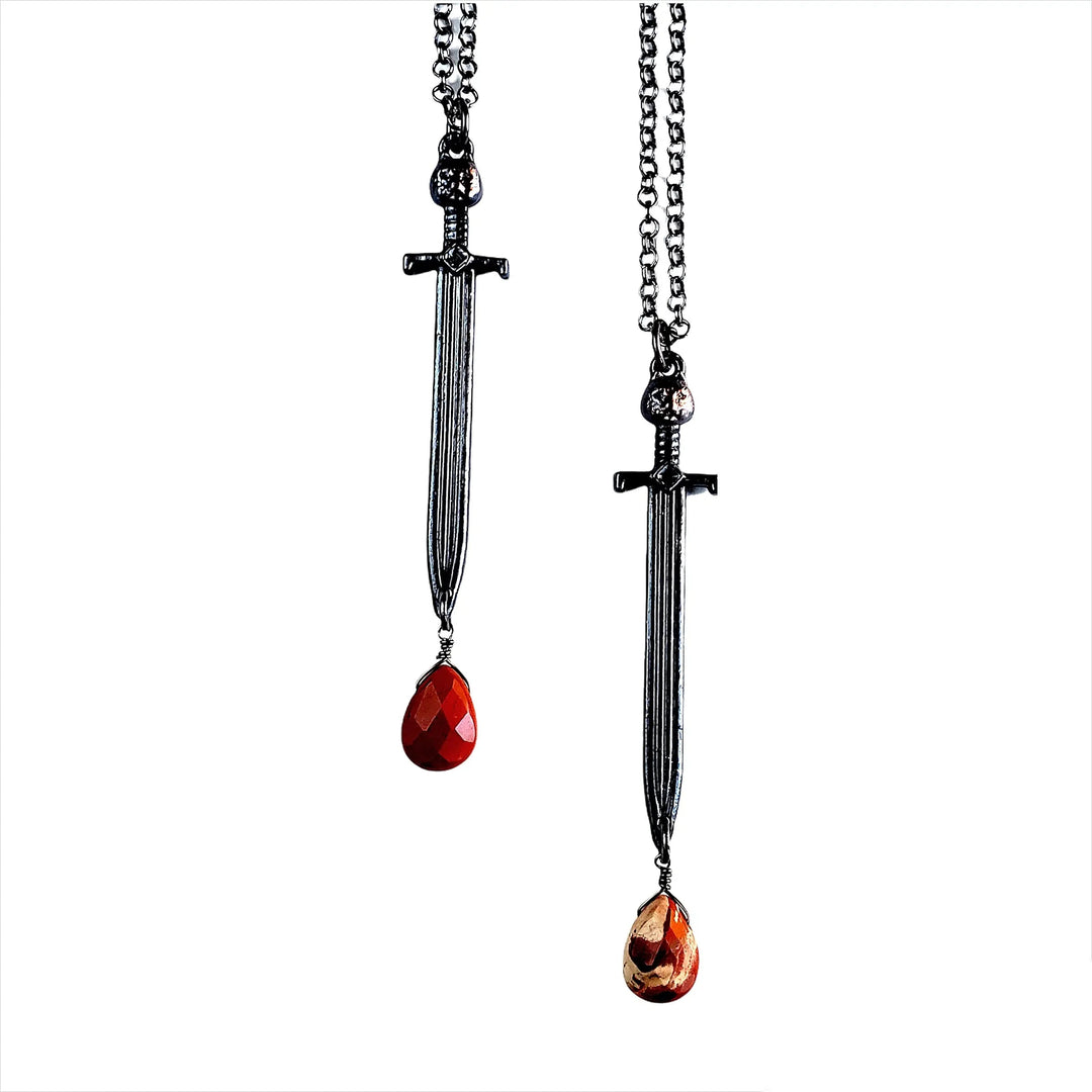 Double Edge Sword Necklace - Gunmetal
