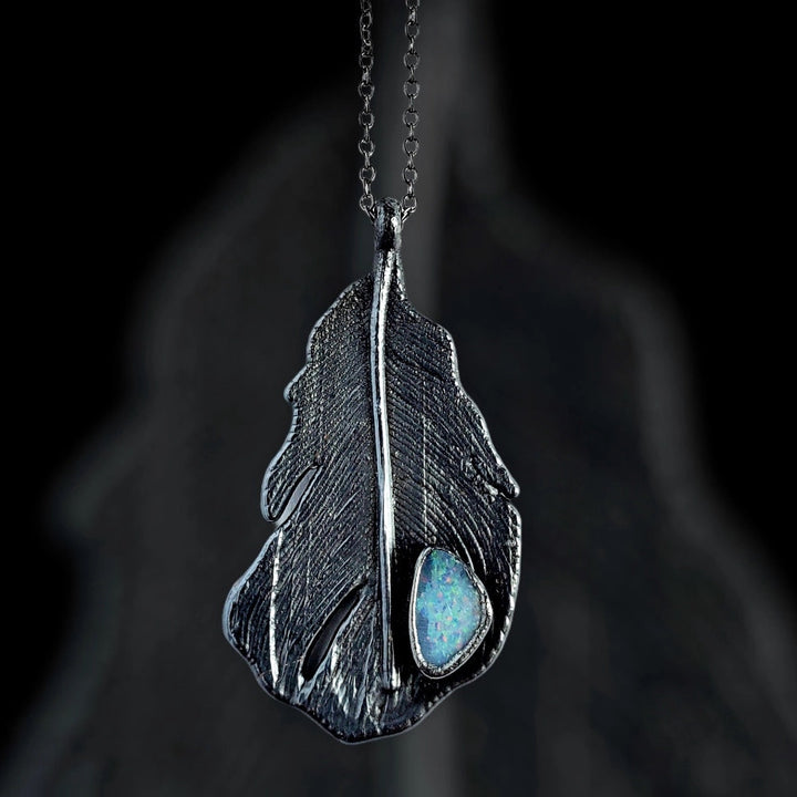 Blackened Crow Feather Necklace