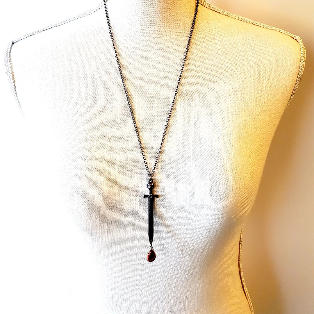 Double Edge Sword Necklace - Gunmetal