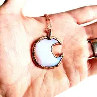 Knapped Opalite Crescent Moon Necklace