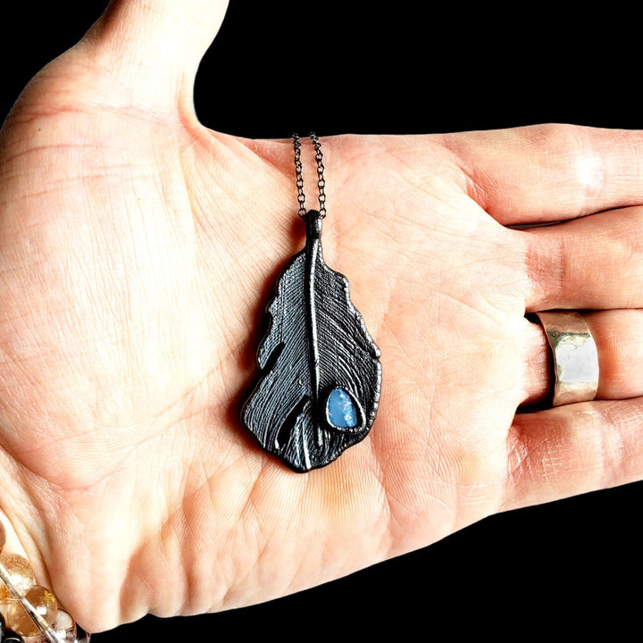 Blackened Crow Feather Necklace