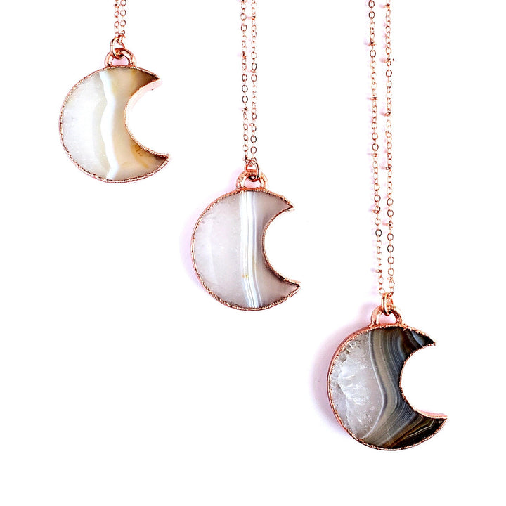 Crystalline Agate Moon Necklace