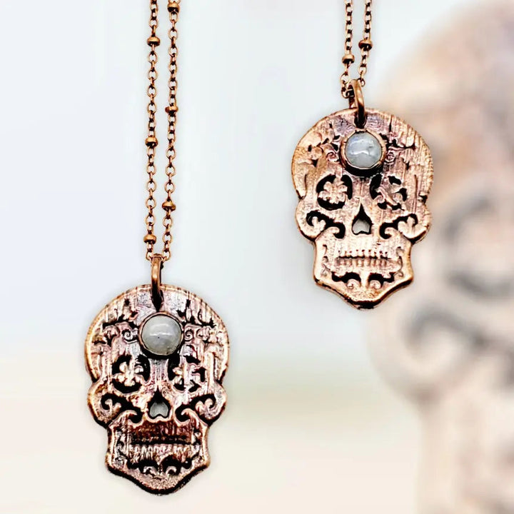 Moonstone Sugar Skull Necklace