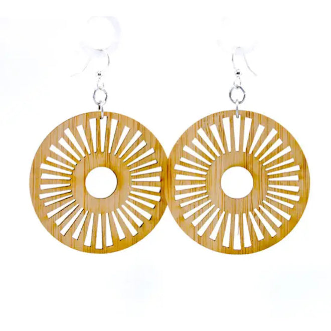 Green Tree Wooden Earring - Tribal Bamboo Sun